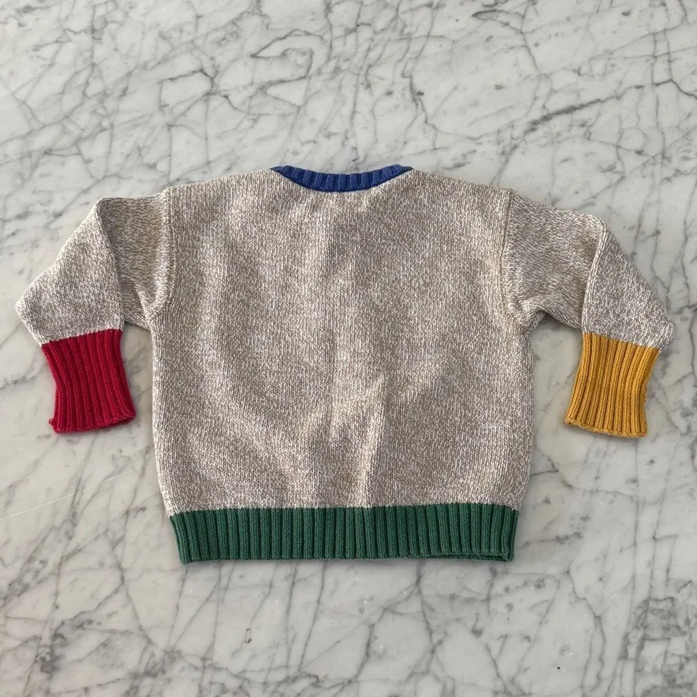Vintage Gymboree Sneaker Colorblock Ribbed Knit Sweater Sz XS 2T Rainbow Tag